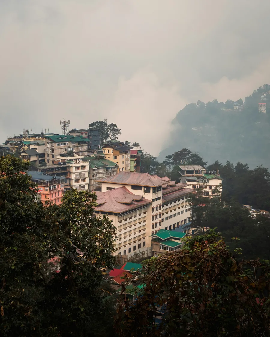 Misty hillside town of Gangtok in Sikkim